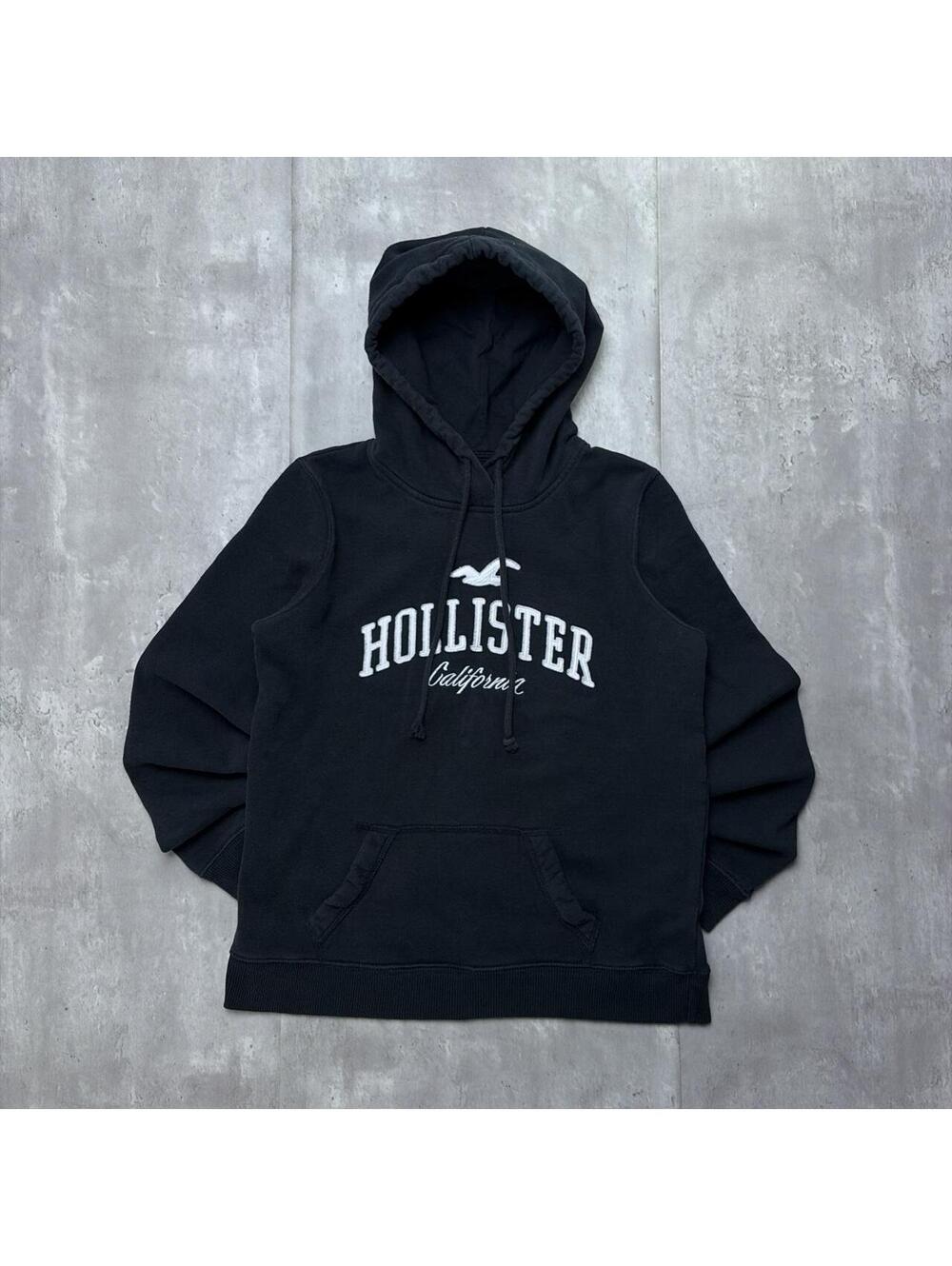 Y2K Black Hollister Surf Grunge Boxy Hoodie